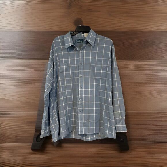 Tropicool Long Sleeve Blue Check XL Button Down Shirt Collared Pockets - Picture 1 of 6